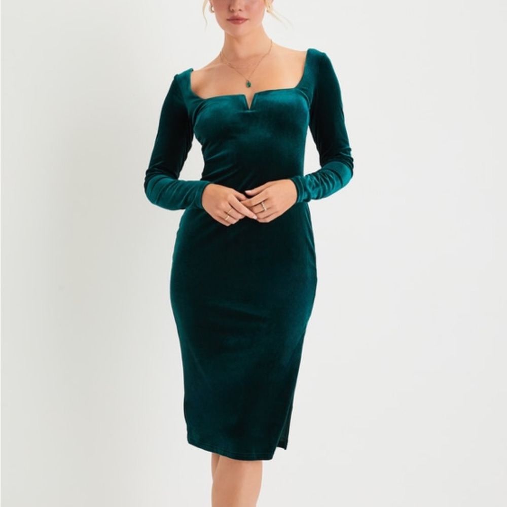 Green velvet dress